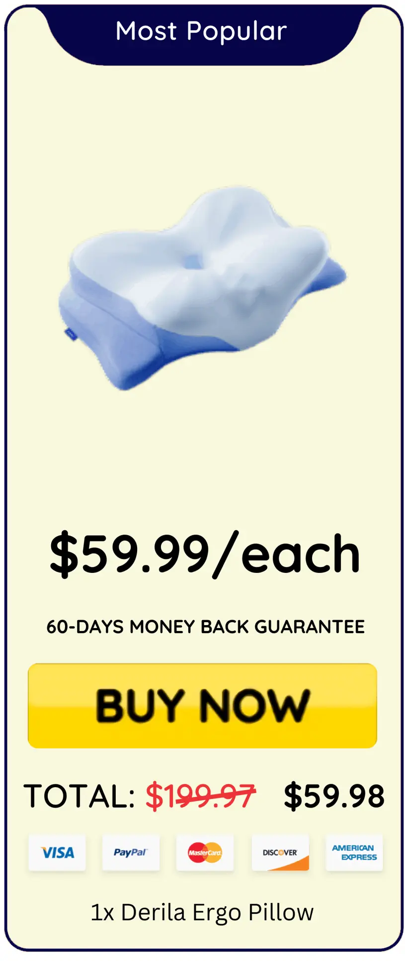 Derila Ergo Pillow $59.99/each