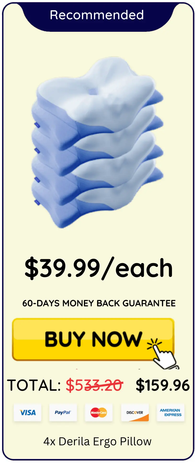 Derila Ergo Pillow $39.99/each